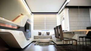 Transform your living room to look like one in the future.