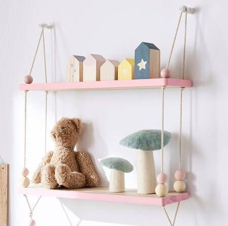 Hanging storage lets your display several accessories for a child's room.