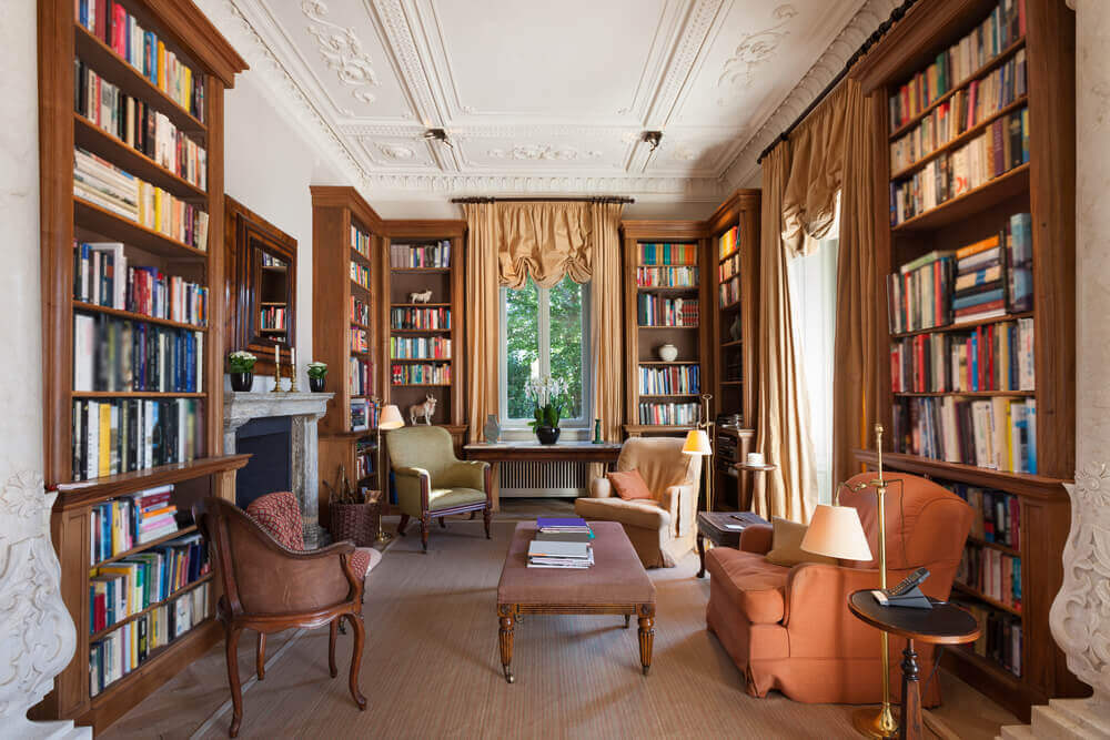 A classic look for a home library is a great option.