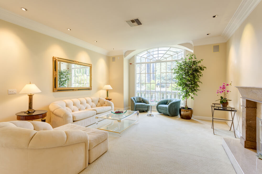 A well-lit living room.