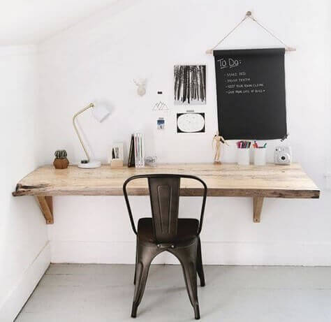 A minimalist rustic desk.