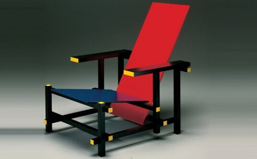 The Red and Blue Chair at an angle.