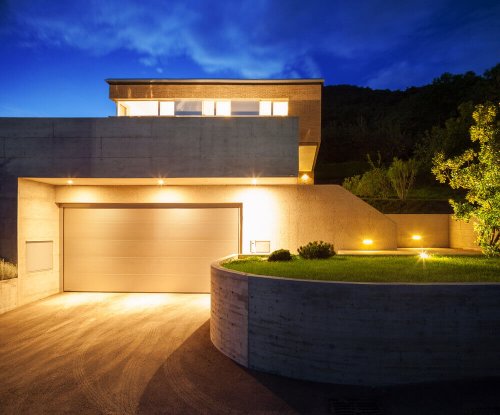 Retractable lighting in the exterior of a home.