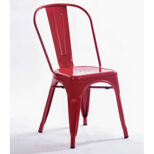 A red tolix chair.