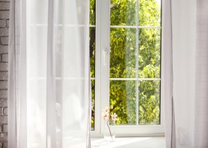 Transparent white curtains.
