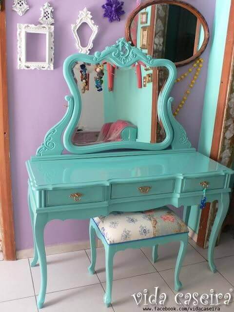 An old vanity in a dressing room.