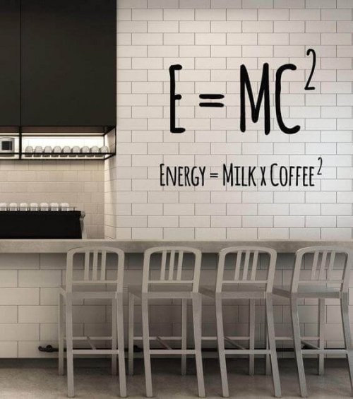 A wall sticker in the kitchen.