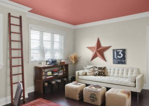 Create striking color combinations for the ceiling and walls.