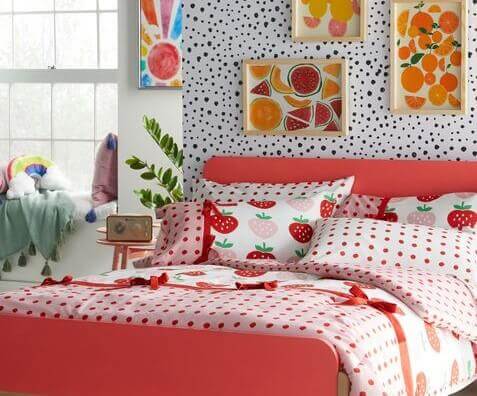 A bedroom done with items from the Flower Kids collection.