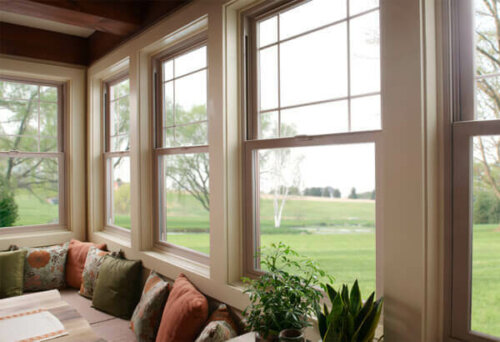 A bright room with several windows.