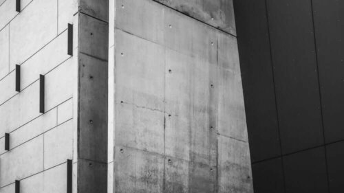 A concrete building.