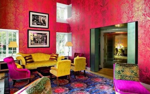 A room in a Kitsch style, well known for its color overload.