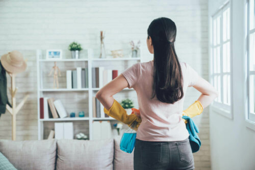 A woman with the motivation to clean her house.