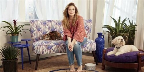 Drew Barrymore and her dog.