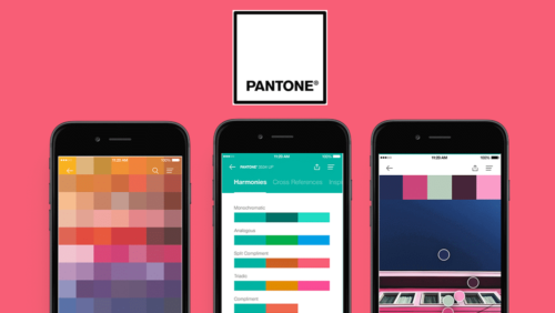 Various screenshots of the Pantone app.