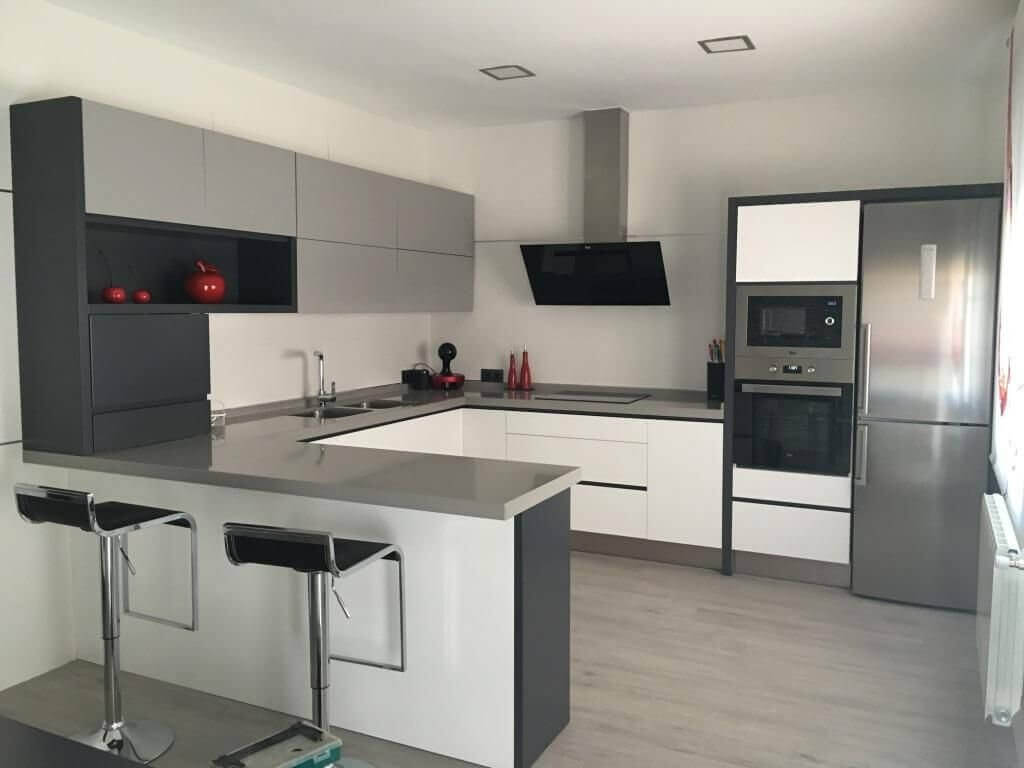 A modern space decorated in gray and chrome.