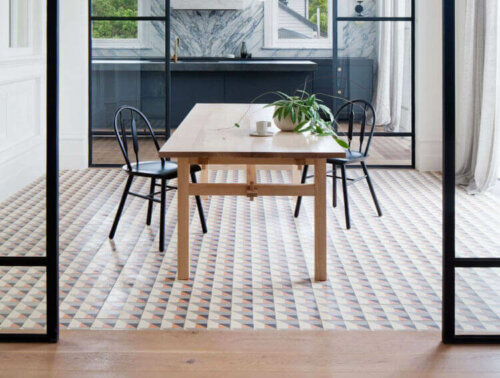 A dining room with an open concept.