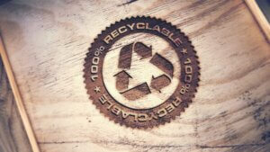 Recycled wood for a sustainable kitchen.