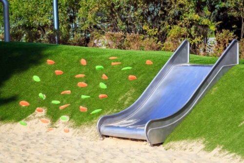 A playground in a backyard.