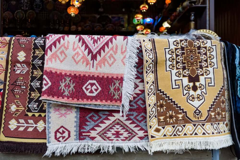 Various rugs as decorations for fall.