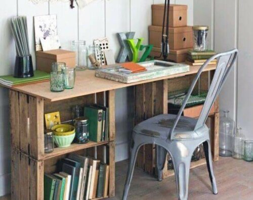 A desk space decorated with sustainable materials.