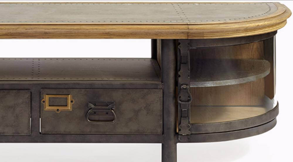 A piece of metal furniture.