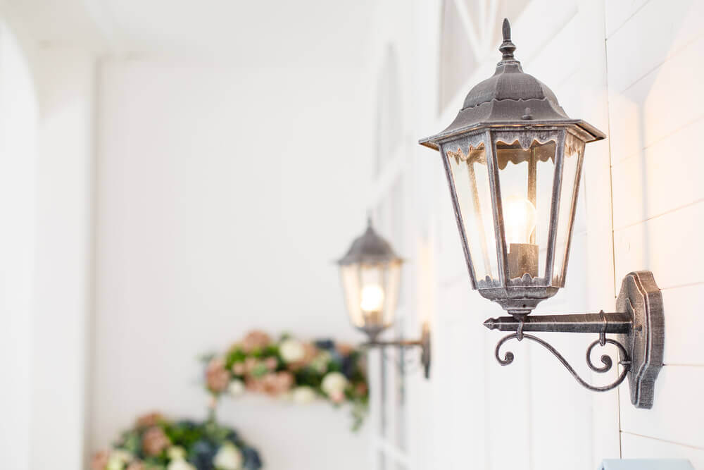 Two lanterns attached to the wall.