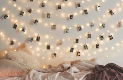 Indoor string lights.