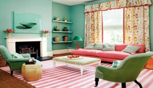 Water green and living coral.