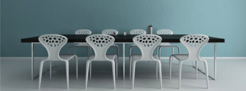 A modern dining room.