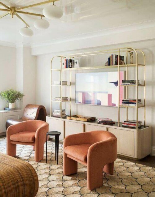 A room with mid-century furniture.