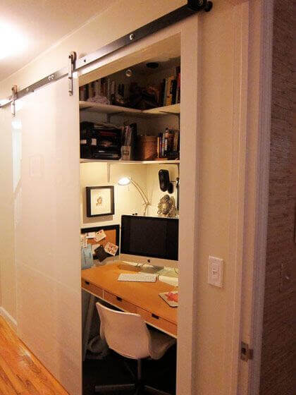 An office inside a closet.