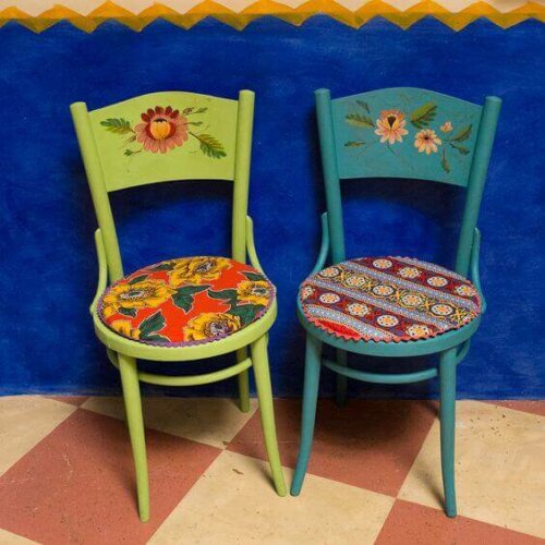 Two wooden house chairs.