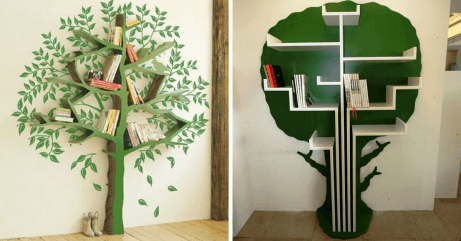 Two examples of book trees that make wonderful decorations in a children's library