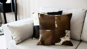 Cushions with animal print.