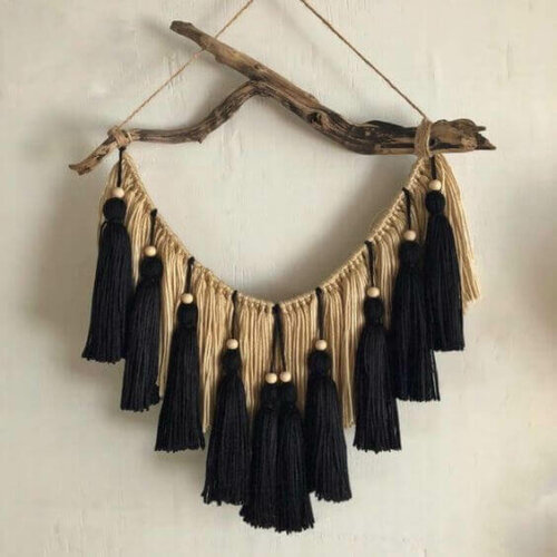 A black and gold tassel decoration.