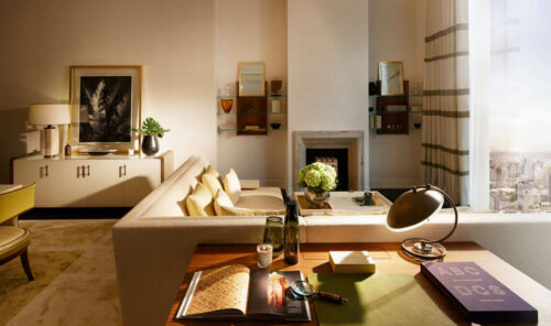 A fireplace in a living room.