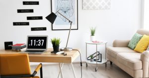 Living room workspace.