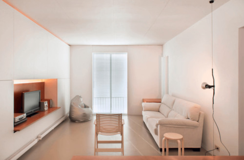 The living room of a prefabricated house.