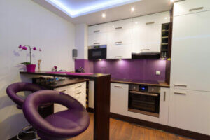 Modern purple and white interior.