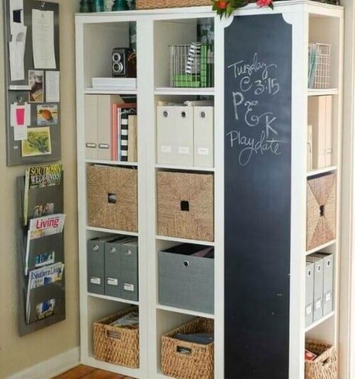 Modular shelves are a great choice for your home office.