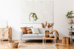 Light-colored furniture.