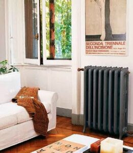 A formal gray radiator.