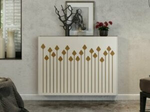 Patterned radiator cover.