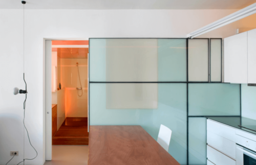 A prefabricated house on the inside.