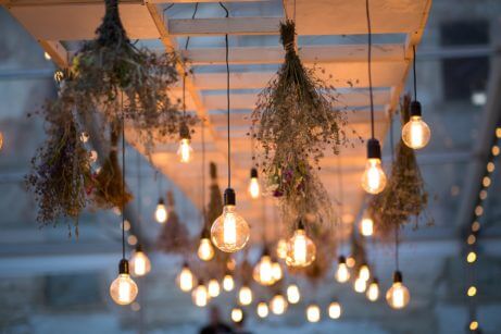 Warm outdoor string lights