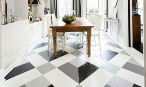 An image of painted geometric flooring.