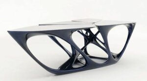 The Mesa table represents one of Zaha Hadid's unique designs.