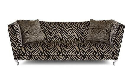 An animal print couch.