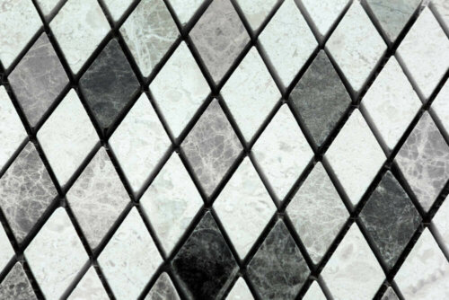 Gray and white tiles.